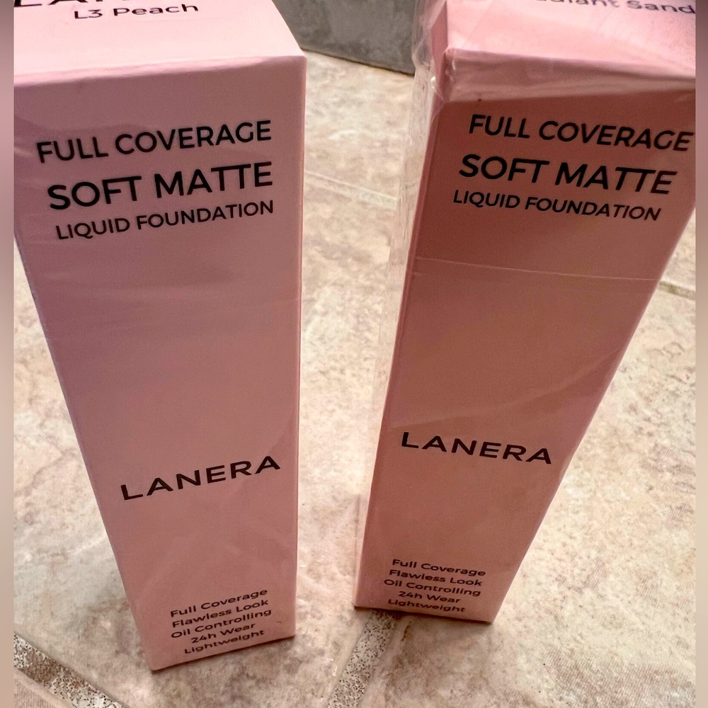 LANERA 2 bottles Soft Matte Liquid Foundation - L3 Peach and Radiant Tan.